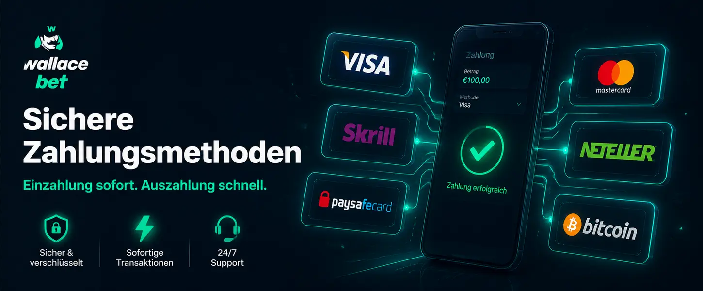 Wallacebet Zahlungsmethoden – Visa, Skrill, Neteller, Bitcoin und mehr
